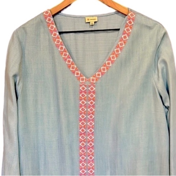 Cremieux Blue Embroidered Long Sleeve Tunic Top - Picture 6 of 8
